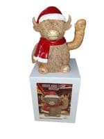 Waving Christmas Highland Cow with moving arm