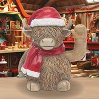 Waving Christmas Highland Cow with moving arm