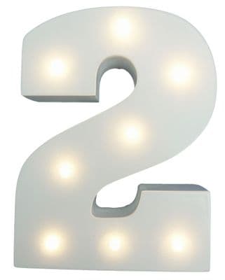 White Wooden Light Up Number 2