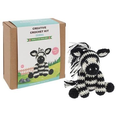 Zebra Crochet Craft Kit for Beginners | DIY Animal Crochet Kit Complete Set Ages 12+ Gift Idea