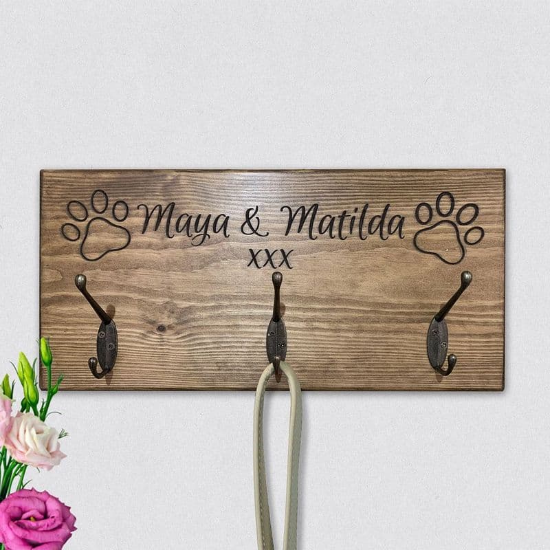 Personalised Engraved Wooden Dog Lead Holder Only