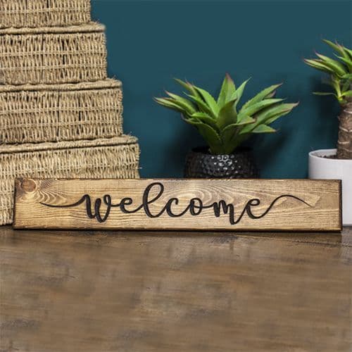 Wooden Engraved Welcome Sign Only