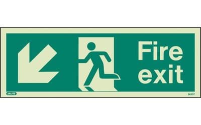 433T/R - FIRE EXIT SIGN DOWN TO THE LEFT 120 x 340mm