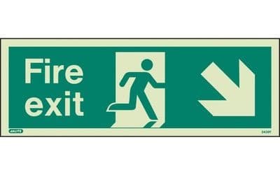 439T/R - FIRE EXIT SIGN DOWN TO THE RIGHT 120 x 340mm