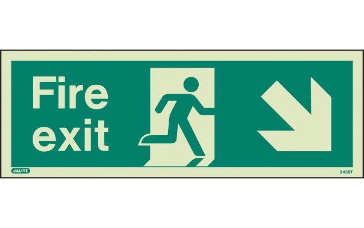 448T/R - FIRE EXIT SIGN DOWN TO THE RIGHT 120 x 340mm