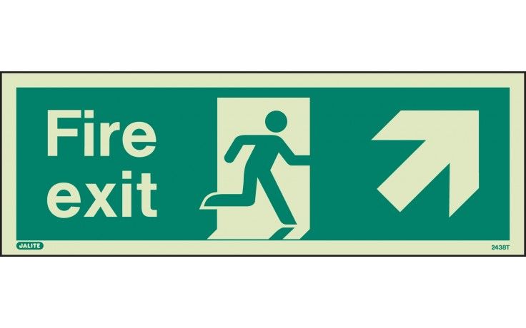449T/R - FIRE EXIT SIGN UP TO THE RIGHT 120 x 340mm