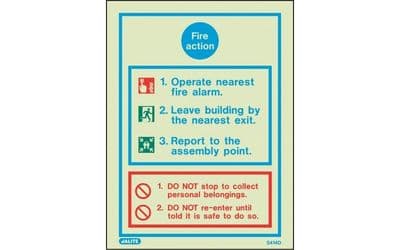 5414DD/R - GENERAL FIRE ACTION NOTICE SIGN 300 X 200mm