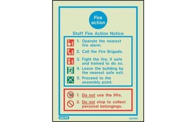 5479DD/R - STAFF FIRE ACTION NOTICE SIGN 300 X 200mm