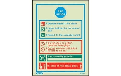 5537D/R - GENERAL FIRE ACTION NOTICE WITH SPACE FOR ASSEMBLY POINT 200 X 150mm