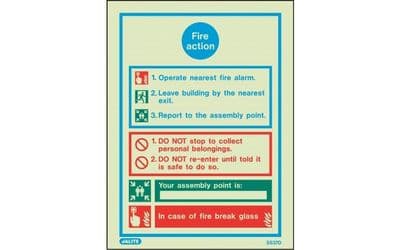 5537DD/R - GENERAL FIRE ACTION NOTICE WITH SPACE FOR ASSEMBLY POINT 300 X 200mm