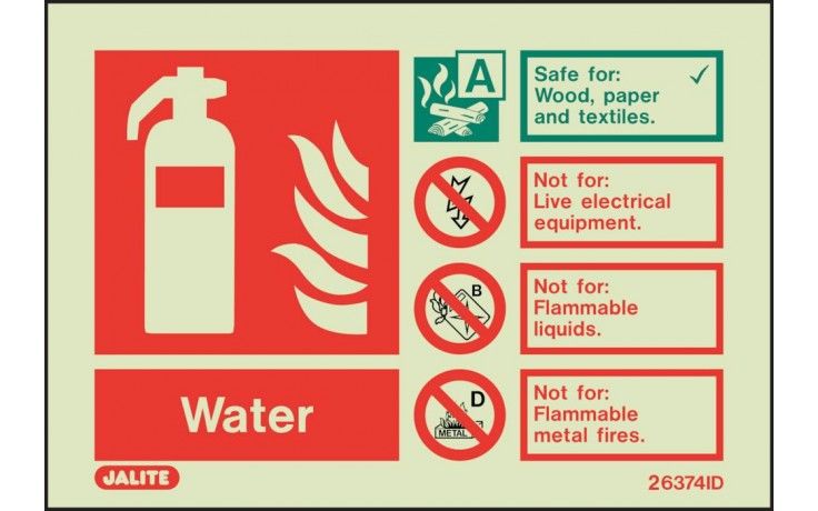6374ID/R - WATER FIRE EXTINGUISHER SIGN 100 x 150mm
