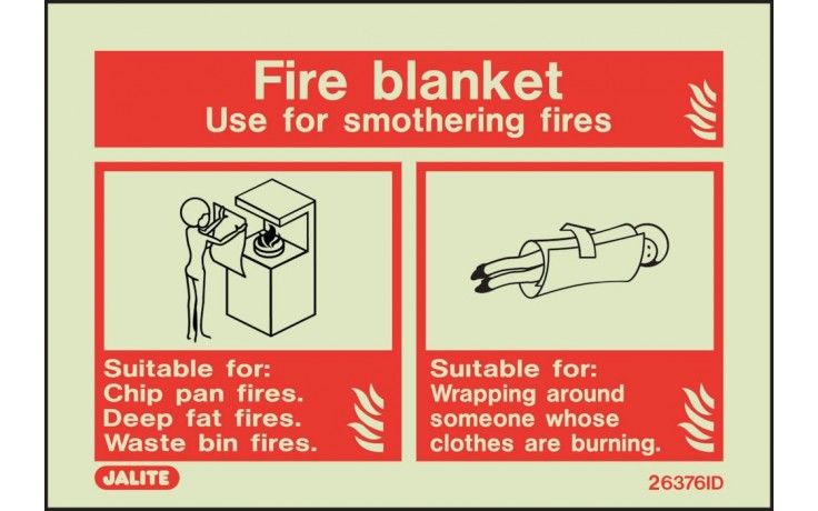 6376ID/R - FIRE BLANKET FIRE EXTINGUISHER SIGN 100 x 150mm