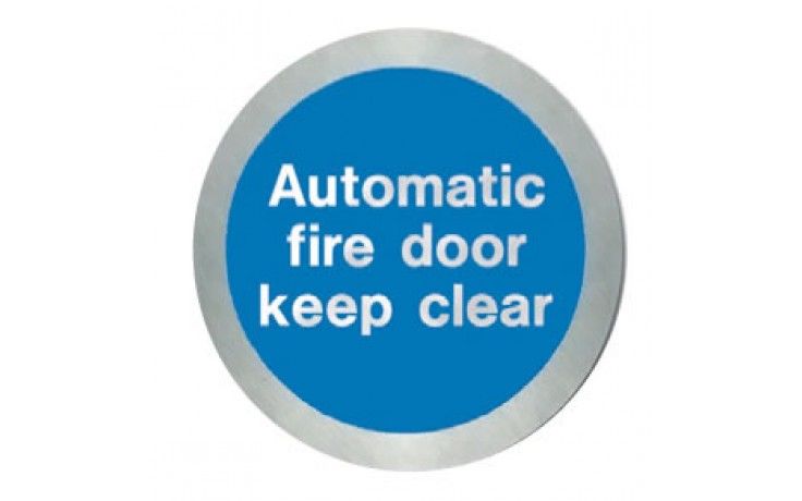 AL5141O - Stainless steel Automatic fire door keep clear disc. Fire door sign