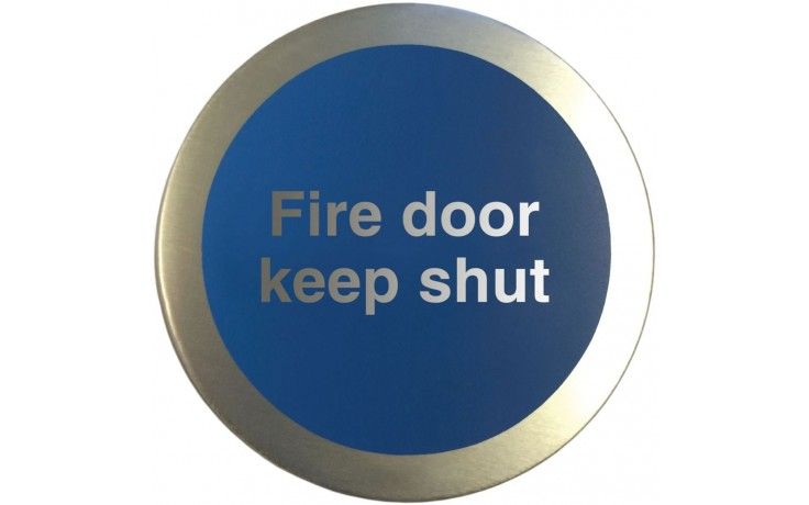 AL54210 - Aluminium Fire door keep shut disc. Fire door sign