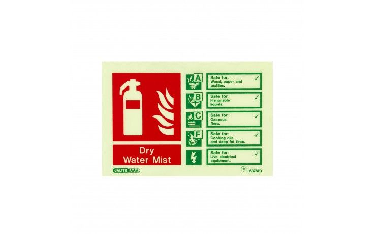 DRY WATER MIST FIRE EXTINGUISHER SIGN- 100 x 150mm