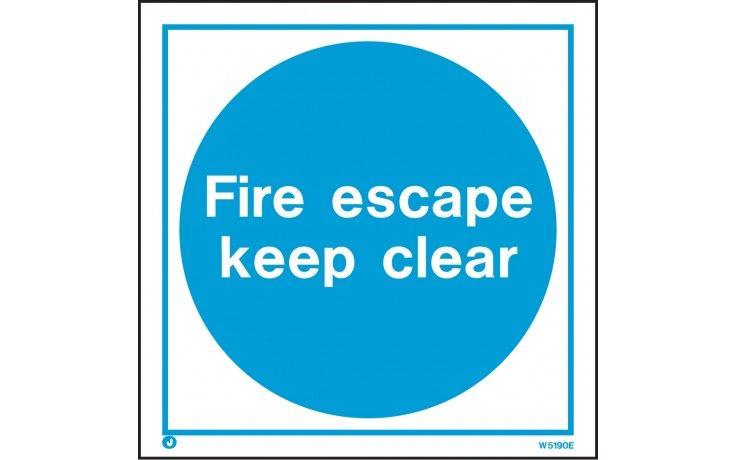 FIRE ESCAPE KEEP CLEAR SIGN - 300 x 300mm - Fire door sign