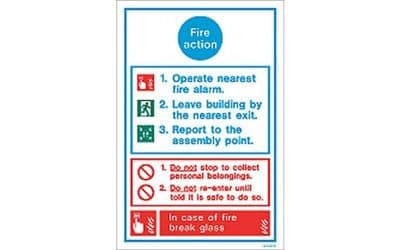 GENERAL FIRE ACTION NOTICE - 300 x 200mm