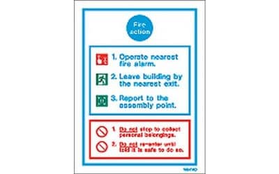 GENERAL FIRE ACTION NOTICE SIGN - 200 x 150mm
