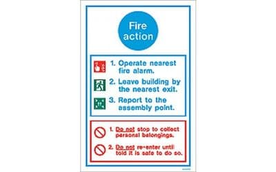 GENERAL FIRE ACTION NOTICE SIGN - 300 x 200mm
