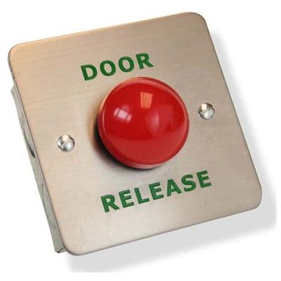 ICS DRB010F-DR | Red Dome Exit Button Stainless Steel Plate