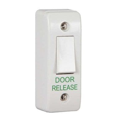 RGL architrave white plastic, light switch style DOOR RELEASE button