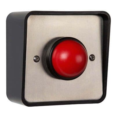 RGL stainless steel plate with large red dome exit button
