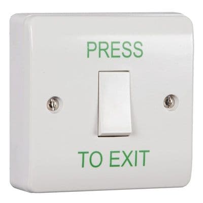 RGL white plastic, light switch style PRESS TO EXIT button