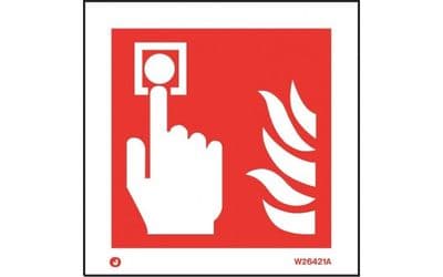 SIGN FIRE ALARM WHITE - 100 x 100mm