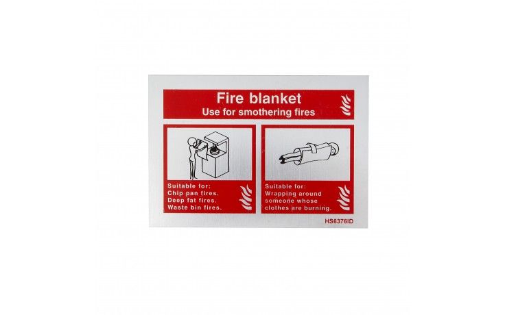 SIGN FIRE BLANKET, BRUSHED ALUMINIUM. Fire extinguisher sign