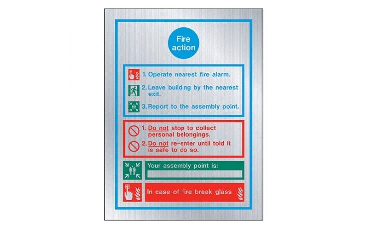SIGN GENERAL FIRE ACTION NOTICE - 200 x 150mm. Fire extinguisher sign