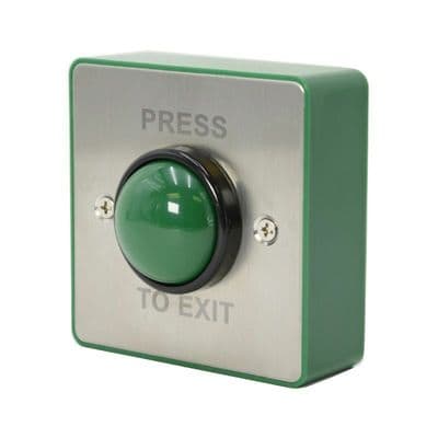 SRS Surface/Flush Stainless Steel Press To Exit, Green Dome Button