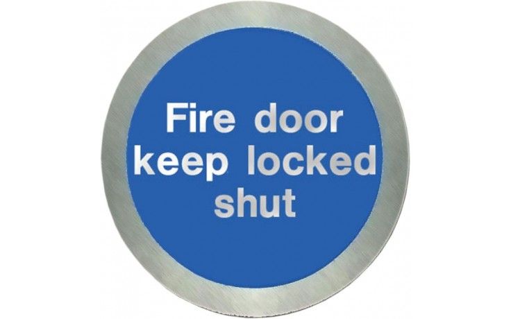 SS5140O - STAINLESS STEEL FIRE DOOR KEEP LOCKED SHUT DISC. Fire door sign