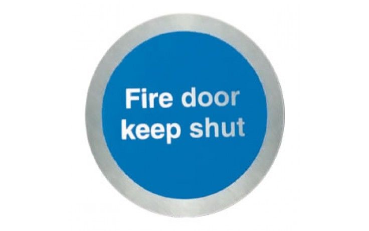 SS5421O - STAINLESS STEEL FIRE DOOR KEEP SHUT DISC. Fire door sign