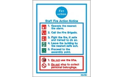 STAFF FIRE ACTION NOTICE SIGN - 200 x 150mm