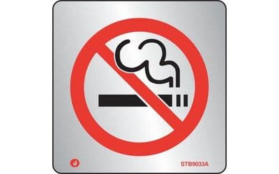 STB9033A - BRUSHED STAINLESS STEEL PROHIBITION NO SMOKING SIGN WITH RADIUS CORNER