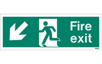 W433T - FIRE EXIT SIGN DOWN TO THE LEFT.