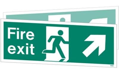 W438DSK - DOUBLE-SIDED FIRE EXIT SIGN DOWN TO THE RIGHT OR LEFT