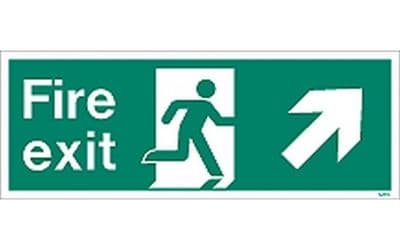 W438K - FIRE EXIT SIGN UP TO THE RIGHT
