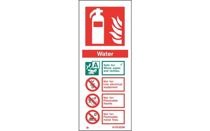 W6362M - WATER FIRE EXTINGUISHER SIGN 200 x 80mm