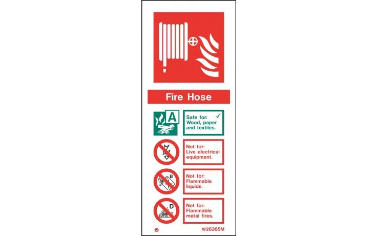 W6365M - FIRE HOSE FIRE EXTINGUISHER SIGN 200 x 80mm