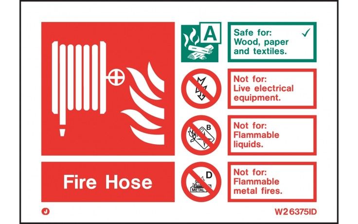 W6375ID - FIRE HOSE FIRE EXTINGUISHER SIGN