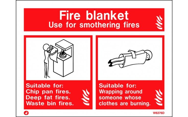 W6376D - FIRE BLANKET FIRE EXTINGUISHER SIGN wp 150 x 200mm