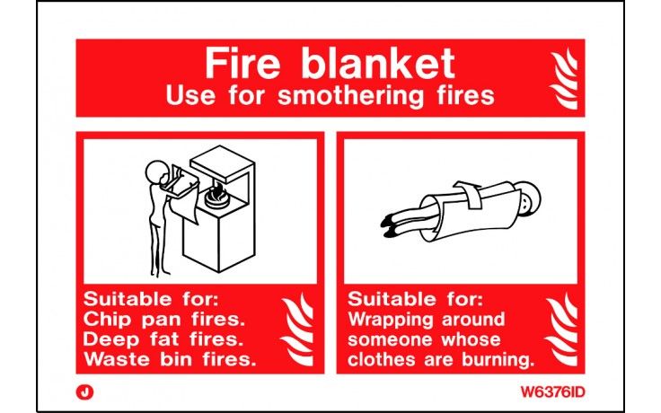 W6376ID - FIRE BLANKET FIRE EXTINGUISHER SIGN