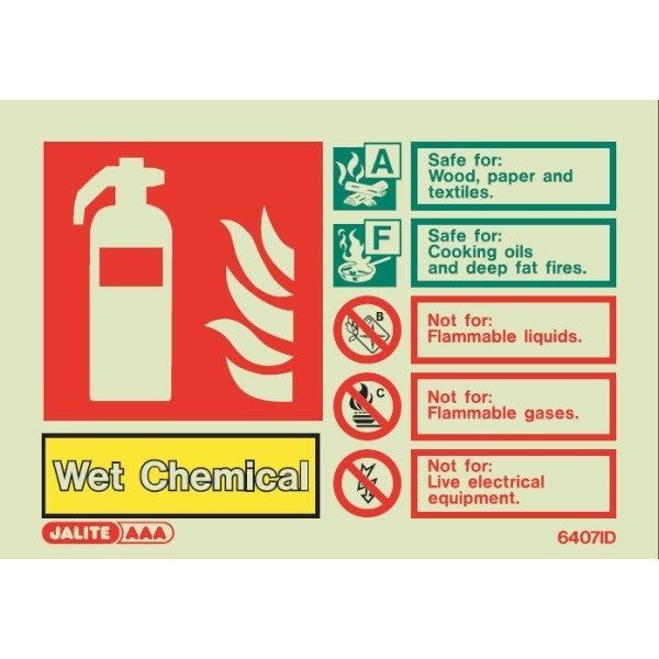 WET CHEMICAL ABF PHOTOLUM - 100 x 150mm FIRE EXTINGUISHER SIGN