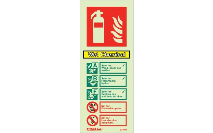 WET CHEMICAL ABF PHOTOLUM - 200 x 80mm FIRE EXTINGUISHER SIGN