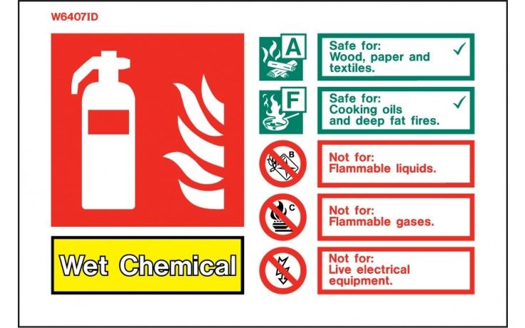 WET CHEMICAL WHITE - 100 x 150mm - Fire extinguisher sign