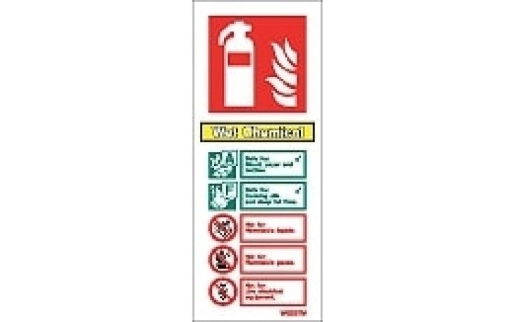 WET CHEMICAL WHITE - 200 x 80mm - Fire extinguisher sign