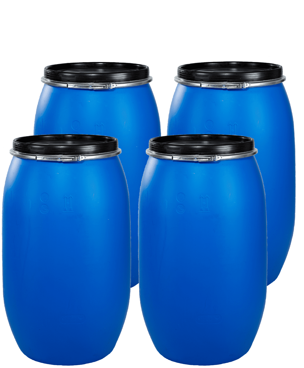 120 Litre Full Open Top Plastic Drum - Pack of 4 Drums