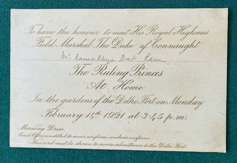 Antique British Royal Invitation Duke Connaught Ruling Princes India Delhi Fort
