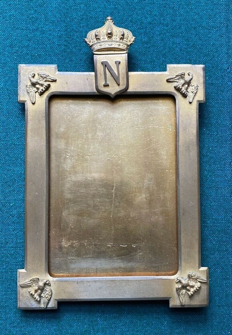 Antique Imperial French Brass Presentation Frame Emperor Napoleon III Bonaparte